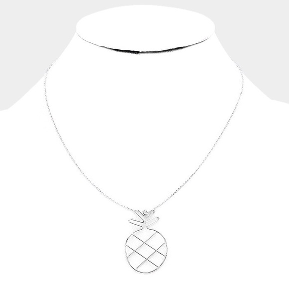 14K Gold Dipped cut out Pineapple Pendant Necklace - Picture 4 of 4